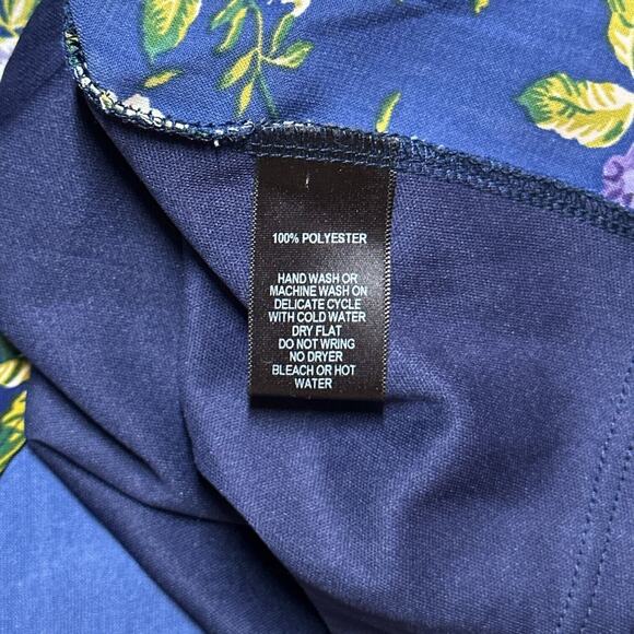 LULU'S Mini Floral Dress Faux Wrap LongSleeve V-Neck Cocktail Blue Cottagecore - Picture 9 of 12